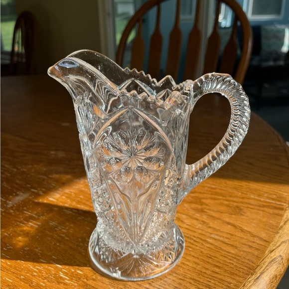 Vintage Imperial Glass Co. Cosmos Clear 7-1/2" Pressed Glass Pitcher - Picture 1 of 2